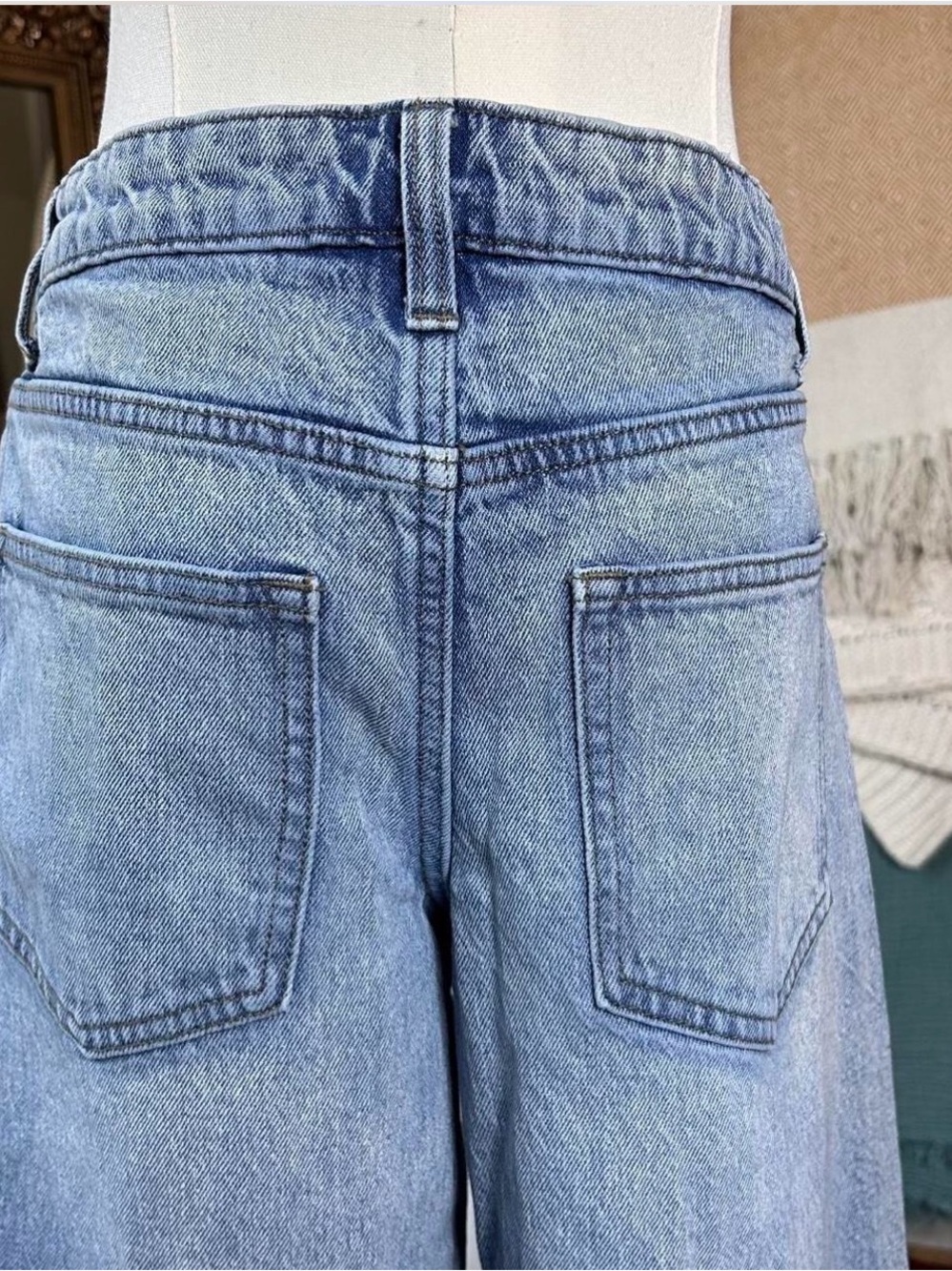Wide Leg Distressed Blue Jeans - Women's - Picture 6 of 8